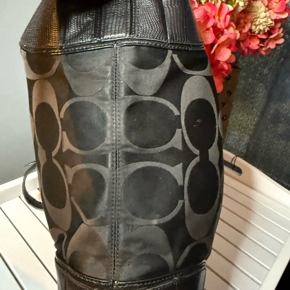 Coach Collette Signature Jacquard & Black SnakePrinted Leather bag EUCAuthentic - Picture 7 of 13